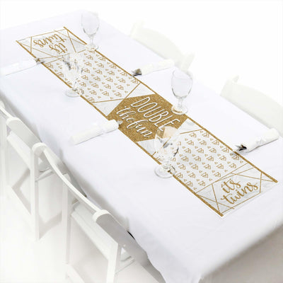 It's Twins - Petite Gold Twins Baby Shower Paper Table Runner - 12" x 60"