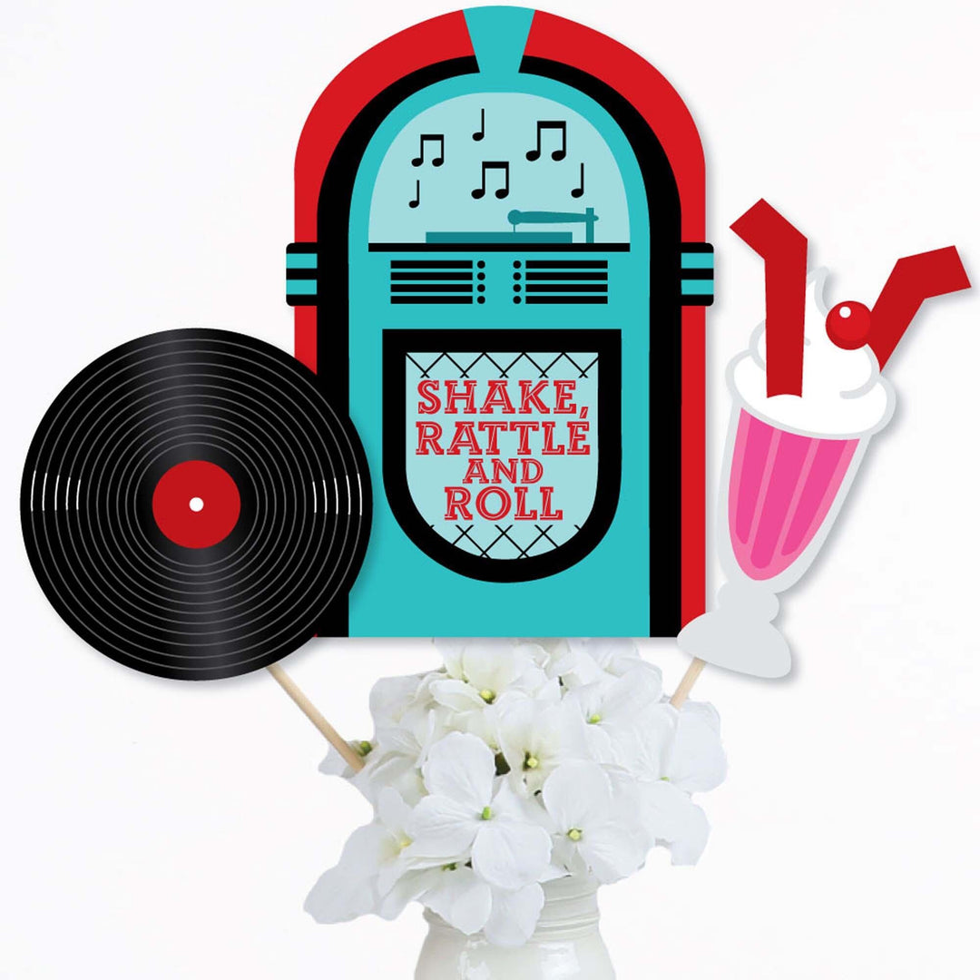 50's Sock Hop - 1950s Rock N Roll Party Centerpiece Sticks - Table Toppers - Set of 15
