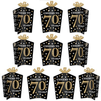 Adult 70th Birthday - Gold - Table Decorations - Birthday Party Fold and Flare Centerpieces - 10 Count