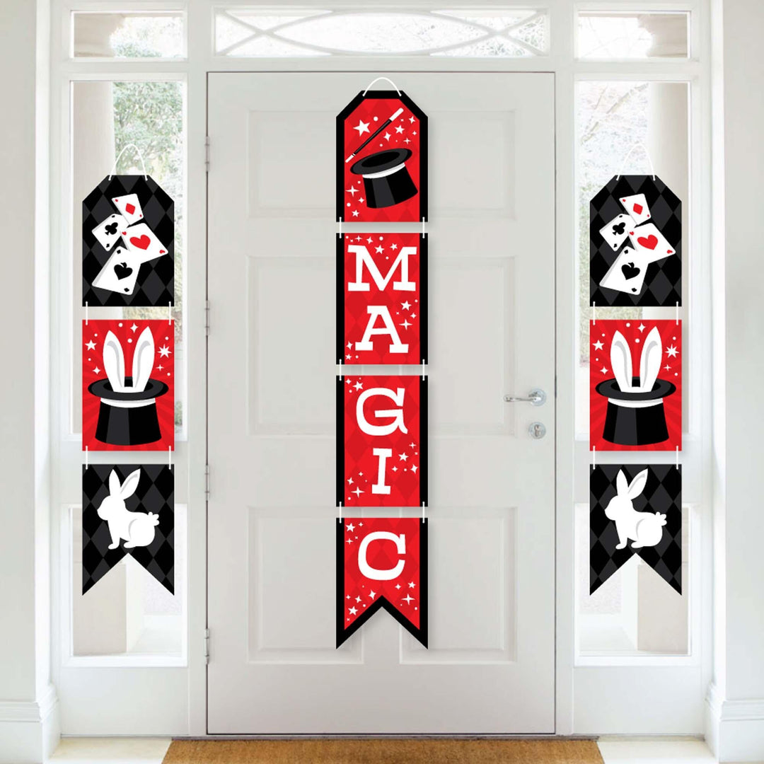 Ta-Da, Magic Show - Hanging Vertical Paper Door Banners - Magical Birthday Party Wall Decoration Kit - Indoor Door Decor