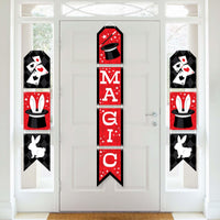 Ta-Da, Magic Show - Hanging Vertical Paper Door Banners - Magical Birthday Party Wall Decoration Kit - Indoor Door Decor