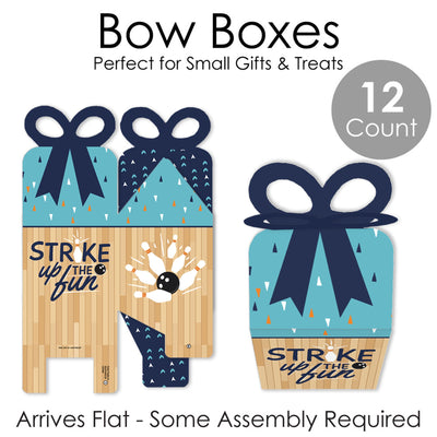 Strike Up the Fun - Bowling - Square Favor Gift Boxes - Birthday Party or Baby Shower Bow Boxes - Set of 12