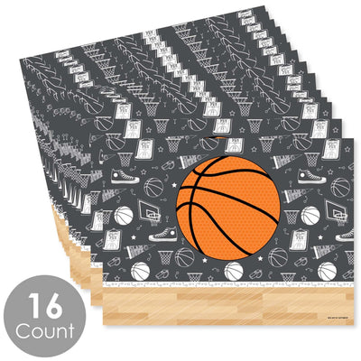 Nothin' But Net - Basketball - Party Table Decorations - Baby Shower or Birthday Party Placemats - Set of 16