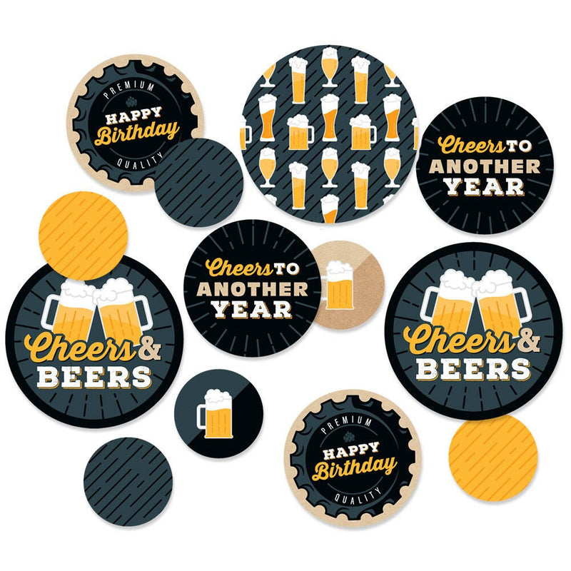 Cheers and Beers Happy Birthday - Giant Circle Confetti - Party Decorations - Large Confetti 27 Count
