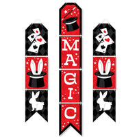 Ta-Da, Magic Show - Hanging Vertical Paper Door Banners - Magical Birthday Party Wall Decoration Kit - Indoor Door Decor