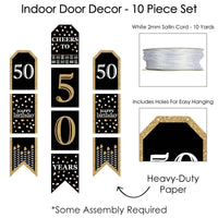Adult 50th Birthday - Gold - Hanging Vertical Paper Door Banners - Birthday Party Wall Decoration Kit - Indoor Door Decor