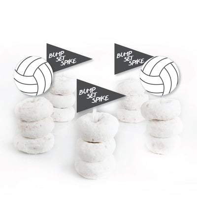 Bump, Set, Spike - Volleyball - Dessert Cupcake Toppers - Baby Shower or Birthday Party Clear Treat Picks - Set of 24