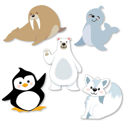 Arctic Polar Animals - DIY Shaped Winter Baby Shower or Birthday Party Cut-Outs - 24 ct