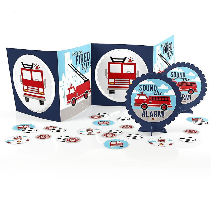 Fired Up Fire Truck - Firefighter Firetruck Baby Shower or Birthday Party Centerpiece & Table Decoration Kit