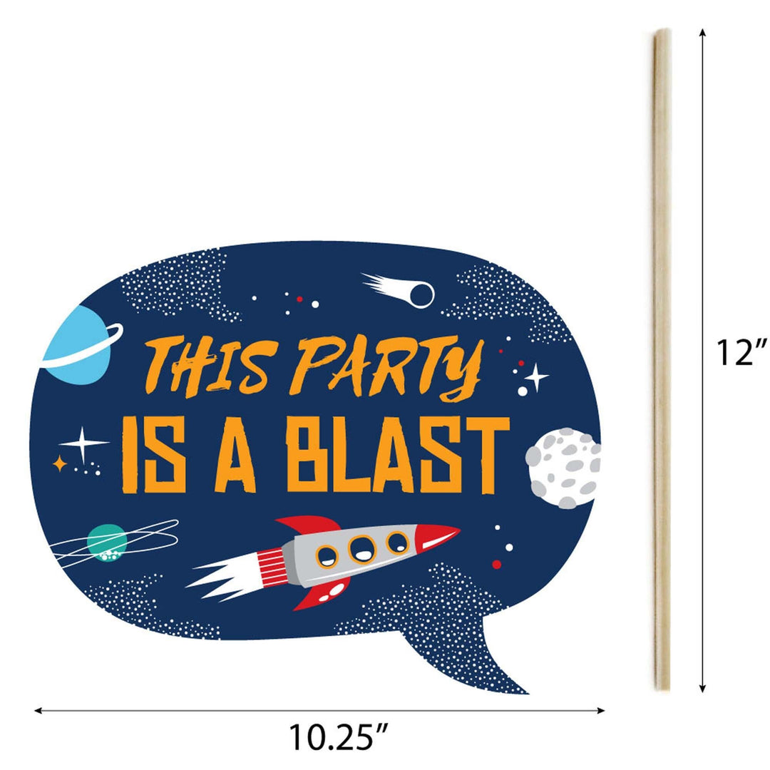 Blast Off to Outer Space - Rocket Ship Baby Shower or Birthday Party Photo Booth Props Kit - 20 Count