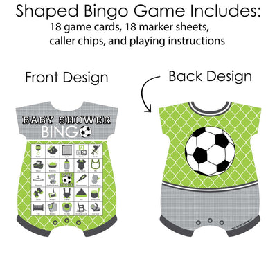 GOAAAL! - Soccer - Picture Bingo Cards and Markers - Baby Shower Shaped Bingo Game - Set of 18