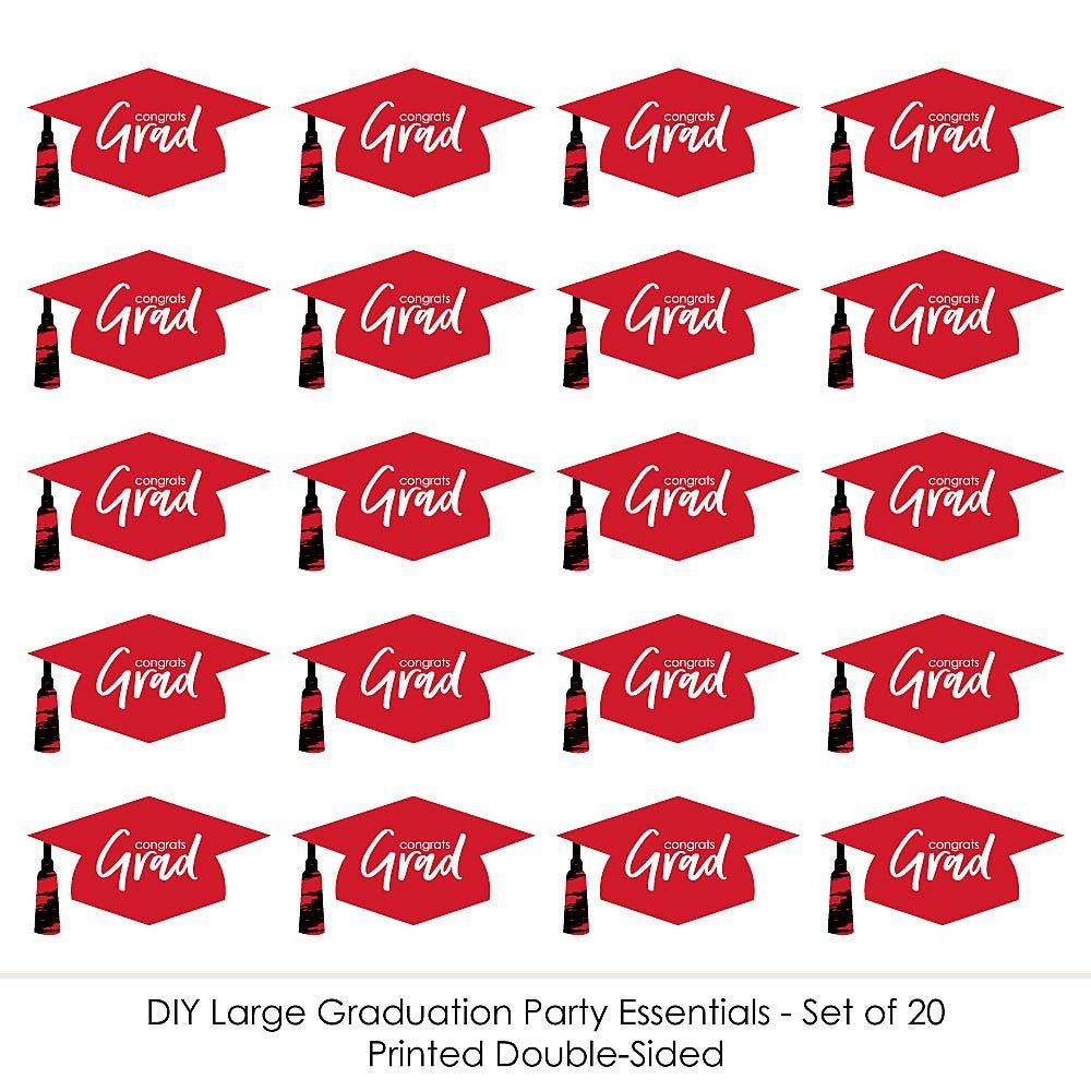 Red Grad - Best is Yet to Come - Graduation Hat Decorations DIY Large Red Graduation Party Essentials - 20 Count