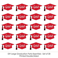 Red Grad - Best is Yet to Come - Graduation Hat Decorations DIY Large Red Graduation Party Essentials - 20 Count