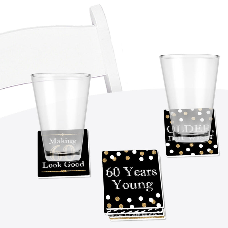 Adult 60th Birthday - Gold - Funny Birthday Party Decorations - Drink Coasters - Set of 6