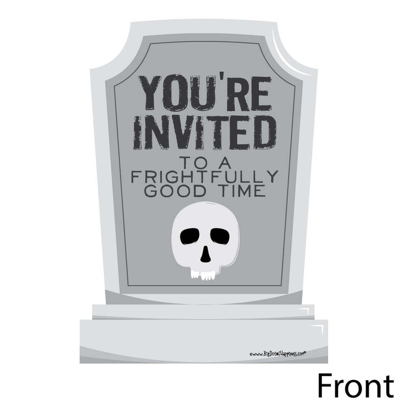 Graveyard Tombstones - Shaped Fill-In Invitations - Halloween Party Invitation Cards with Envelopes - Set of 12
