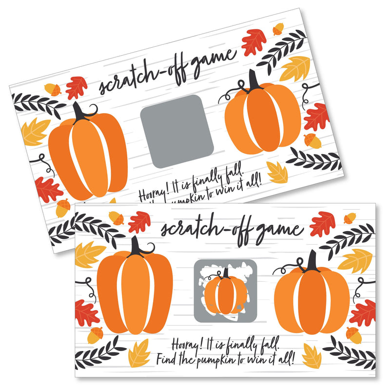 Fall Pumpkin - Halloween or Thanksgiving Party Game Scratch Off Cards - 22 Count