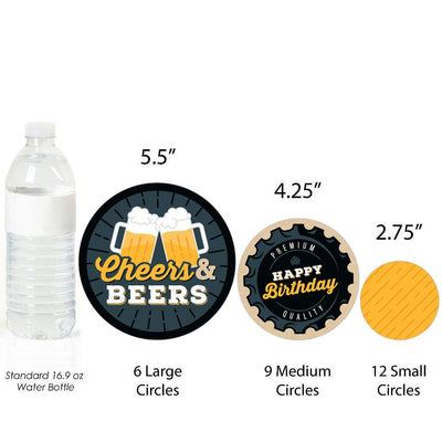 Cheers and Beers Happy Birthday - Giant Circle Confetti - Party Decorations - Large Confetti 27 Count