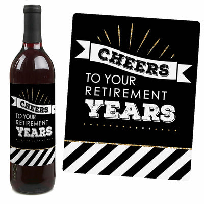 Happy Retirement - Retirement Party Decorations for Women and Men - Wine Bottle Label Stickers - Set of 4