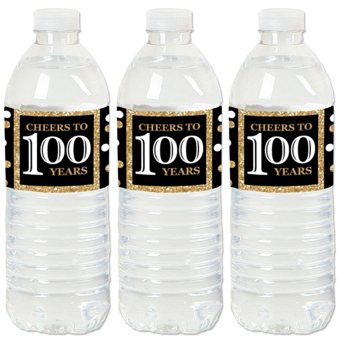 100th Birthday Party Water Bottle Sticker Labels - Set of 20