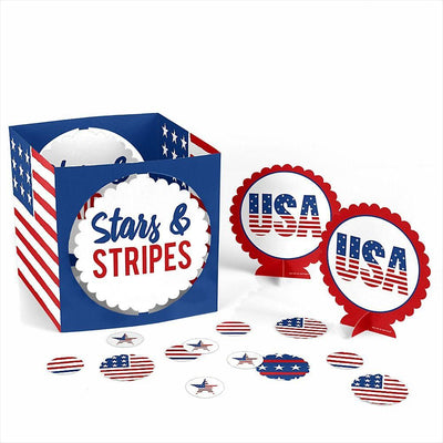 Stars & Stripes - Memorial Day, 4th of July and Labor Day USA Patriotic Centerpiece and Table Decoration Kit