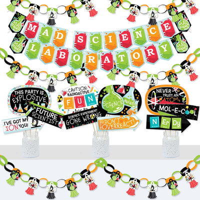 Scientist Lab - Banner and Photo Booth Decorations - Mad Science Baby Shower or Birthday Party Supplies Kit - Doterrific Bundle