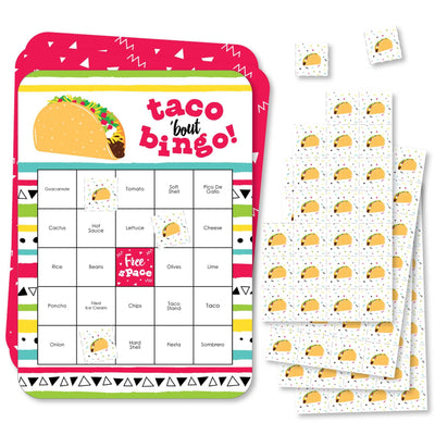 Taco 'Bout Fun - Bingo Cards and Markers - Mexican Fiesta Bingo Game - Set of 18