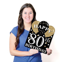 Adult 80th Birthday - Gold - Outdoor Lawn Sign - Birthday Party Yard Sign - 1 Piece