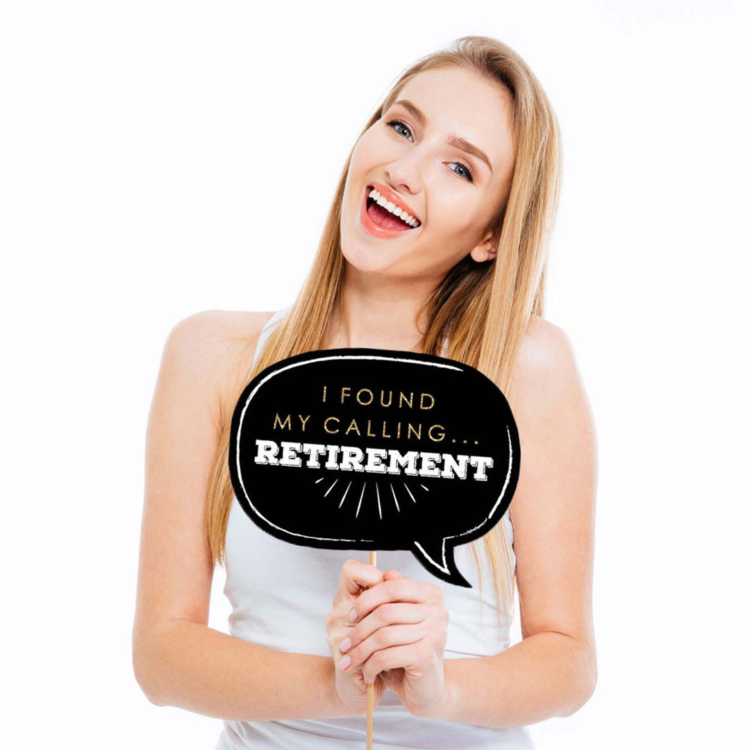 Funny Happy Retirement - 10 Piece Retirement Party Photo Booth Props Kit