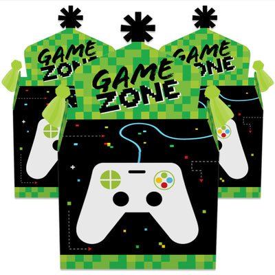 Game Zone - Treat Box Party Favors - Pixel Video Game Party or Birthday Party Goodie Gable Boxes - Set of 12