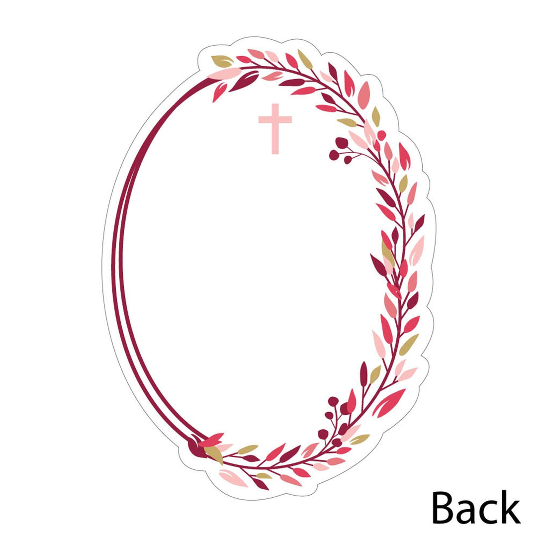 Pink Elegant Cross - Shaped Thank You Cards - Girl Religious Party Thank You Note Cards with Envelopes - Set of 12