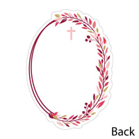 Pink Elegant Cross - Shaped Thank You Cards - Girl Religious Party Thank You Note Cards with Envelopes - Set of 12