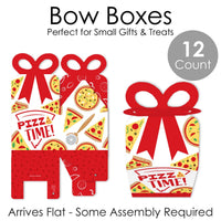 Pizza Party Time - Square Favor Gift Boxes - Baby Shower or Birthday Party Bow Boxes - Set of 12