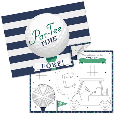 Par-Tee Time - Golf - Paper Birthday Party Coloring Sheets - Activity Placemats - Set of 16