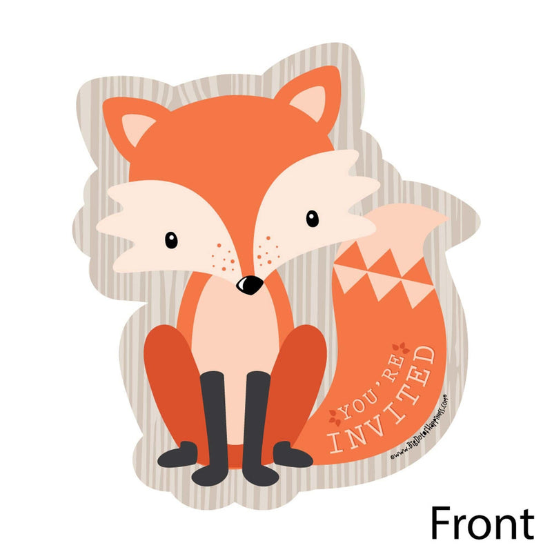 Fox - Shaped Fill-In Invitations - Baby Shower or Birthday Party Invitation Cards with Envelopes - Set of 12