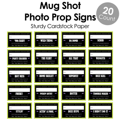 90's Throwback - Party Mug Shots - 20 Piece 1990s Photo Booth Props Kit
