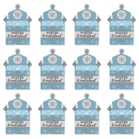 Winter Wonderland - Treat Box Party Favors - Snowflake Holiday Birthday Party and Baby Shower Goodie Gable Boxes - Set of 12