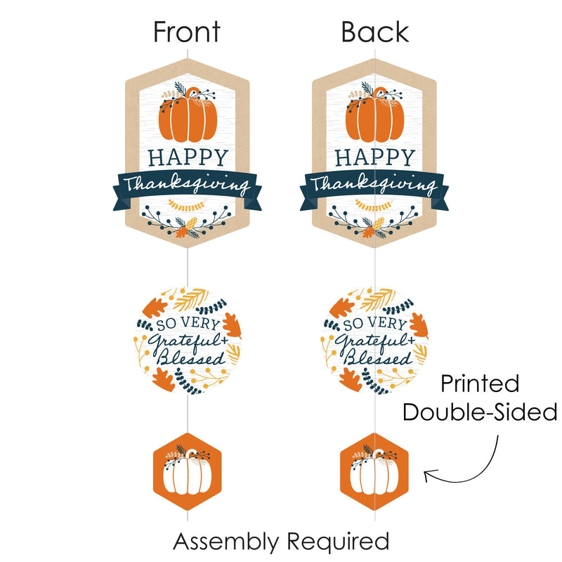 Happy Thanksgiving - Fall Harvest Party DIY Dangler Backdrop - Hanging Vertical Decorations - 30 Pieces