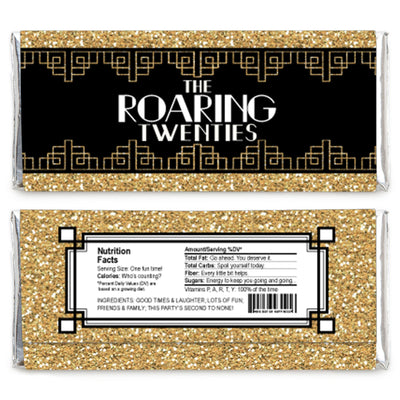 Roaring 20's - Candy Bar Wrapper 1920s Art Deco Jazz Party Favors - Set of 24