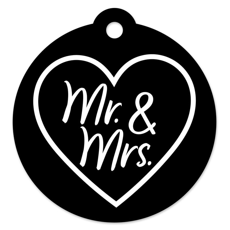 Mr. and Mrs. - Black and White Wedding or Bridal Shower Favor Gift Tags (Set of 20)