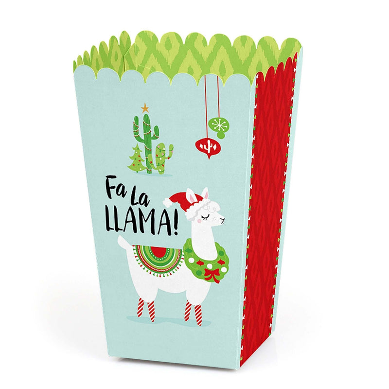 Fa La Llama - Christmas and Holiday Party Favor Popcorn Treat Boxes - Set of 12