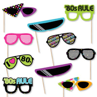 80's Retro Glasses - Paper Card Stock Totally 1980s Party Photo Booth Props Kit - 10 Count