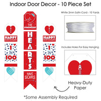 Happy Heartiversary - Hanging Vertical Paper Door Banners - CHD Awareness Wall Decoration Kit - Indoor Door Decor