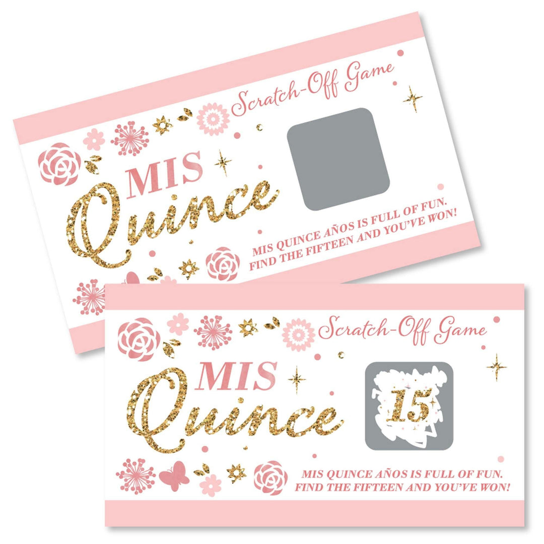 Mis Quince Anos - Quinceanera Sweet 15 Birthday Party Game Scratch Off Cards - 22 ct
