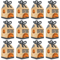 Nothin' But Net - Basketball - Square Favor Gift Boxes - Baby Shower or Birthday Party Bow Boxes - Set of 12