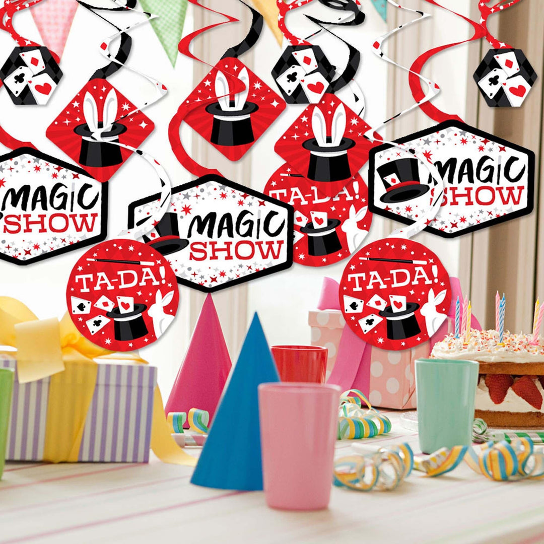 Ta-Da, Magic Show - Magical Birthday Party Hanging Decor - Party Decoration Swirls - Set of 40