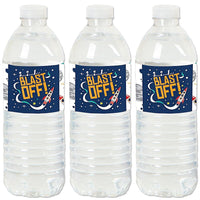 Blast Off to Outer Space - Rocket Ship Baby Shower or Birthday Party Water Bottle Sticker Labels - Set of 20