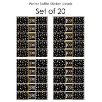 100th Birthday Party Water Bottle Sticker Labels - Set of 20