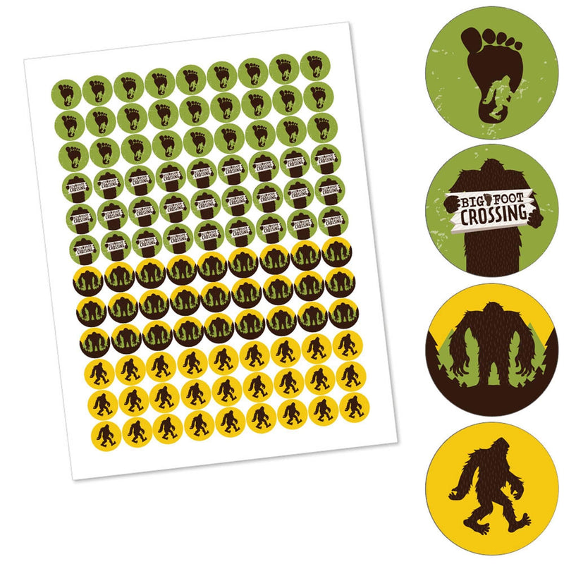 Sasquatch Crossing - Bigfoot Party or Birthday Party Round Candy Sticker Favors - Labels Fit Hershey&