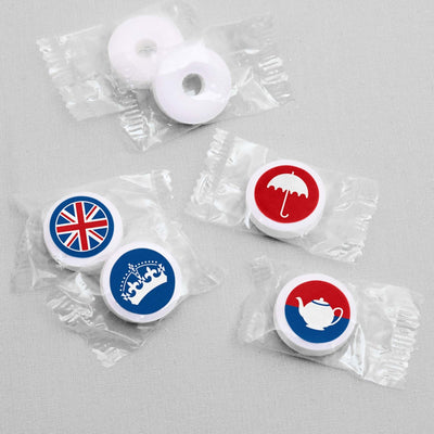 Cheerio, London - British UK Party Round Candy Sticker Favors - Labels Fit Hershey's Kisses - 108 ct