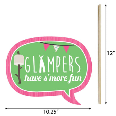 Funny Let's Go Glamping - 10 Piece Camp Glamp Party or Birthday Party Photo Booth Props Kit